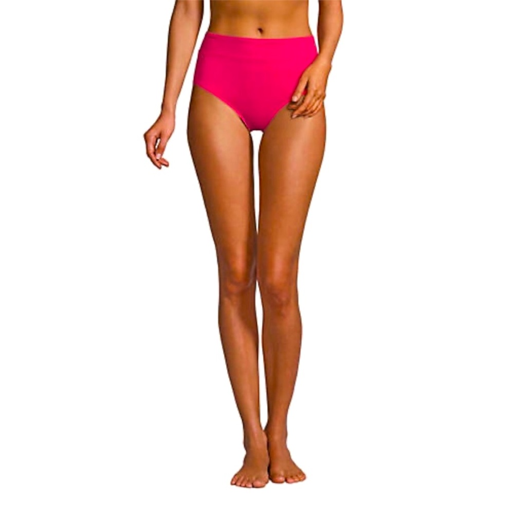 LANDS END Azalea Pink Tummy Control High
Waist Bikini Bottom 4 NWOT